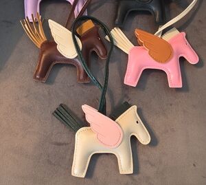 Luxury Cream, Pink and Black Winged Flying Horse Bag Charm